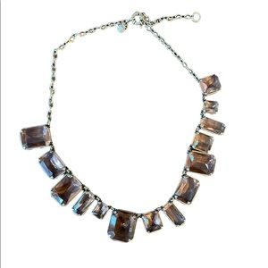 Jcrew gold and blush colored gem necklace worn 1x